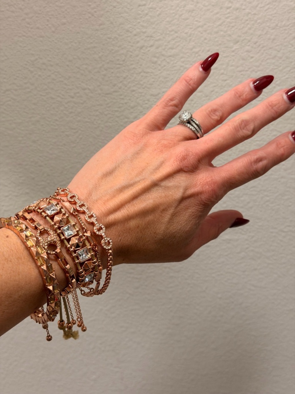 Bomb Party NWOT! Rose Gold Crystal Stackable Bracelet Set - Picture 5 of 13